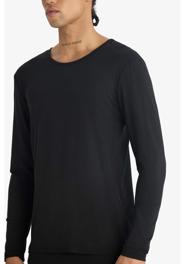 Defacto Slim Fit Dar Kesim Bisiklet Yaka Uzun Kollu Üst G2561ax25wnbk27 Siyah-bk27