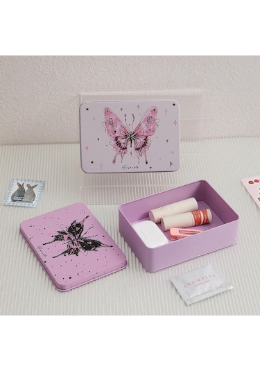 Pembe Ins Tarzı Kız Dıy El Hesabı Etiket Goo Kart Saklama Kutusu Öğrenci Masaüstü Bitirme Yıldız Kartı Depolama Demir Kutu