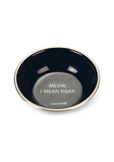 Beeztees Kedi Mama Su Kabı, Paslanmaz Çelik, Siyah, 13cm, 350ml