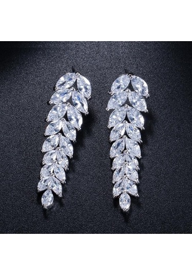 Novahub Kırmızı Wwj Zirkonya Küpe, Uzun Damla Model, Beyaz Ve Kırmızı, Damla Küpe Takı, Partiler İçin Kırmızı