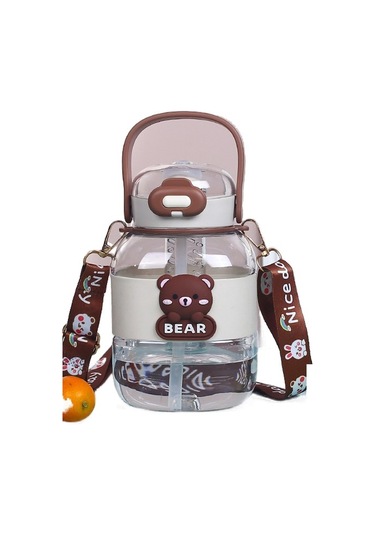 Sevimli Çizgi Film Baskılı Büyük Gövdeli Plastik Su Bardağı, Renkli Samanlı Bardak, Yaz İçin Pratik Spor Matarası, Çocuklar İçin Eğlenceli Desenli Kova Bardak, Dayanıklı Ve Hafif Beyaz