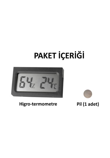 Aek-tech Dijital Nem Ölçer Termometre siyah N11.381