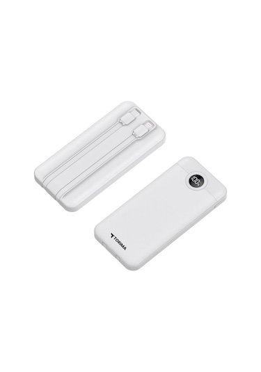 Torima TRM-1015 10000 mAh 2 Çıkışlı Taşınabilir Hızlı Şarj Dijital Göstergeli Powerbank Beyaz