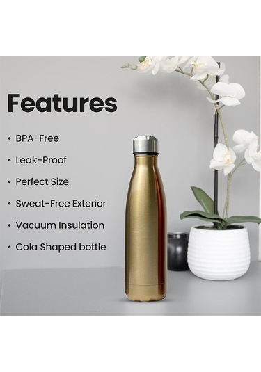 Wondernest Yok Yalıtımlı Vakum Su Şişesi Siyah Sertifikalı Paslanmaz Çelik Bpa İçermez Fda Onaylı 304 Çelik Bardak 500ml - Oa Siyah