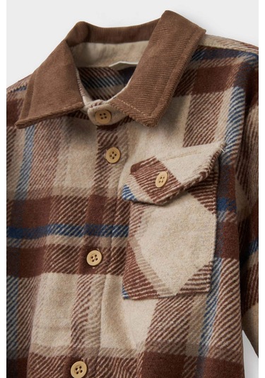 Defacto Erkek Bebek Kareli Flanel Uzun Kollu Gömlek F7642a525wnbg286 Bej