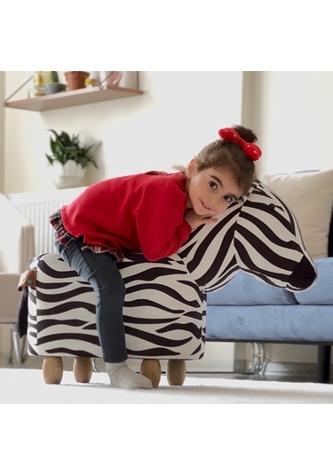 Zebra Zou Hayvanlı Puf Çocuk Koltuğu Beyaz - Siyah