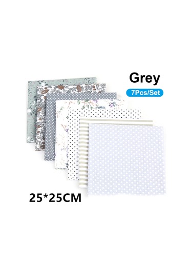 Fosenze El İşi İçin 7 Parça Pamuklu Kumaş Seti - Dıy Çanta, Yastık Kılıfı, Masa Örtüsü Yapımı Gri