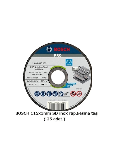 Bosch 115x1mm Sd İnox Rap.kesme Taşı 25 Adet
