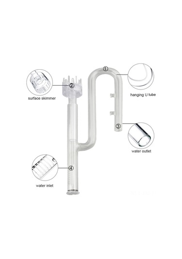 Ximistore9 Akvaryum Filtre Sepeti Cam Su Girişi 13mm - Yüzey Yağ Membranı Ayırıcı, 360 Döner, Yüksek Borosilikat Cam