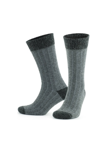 Gowith 2'li Alpaka Doğal Yünlü Kalın Kışlık Çorap 3096 Antrasit-Gri Antrasit