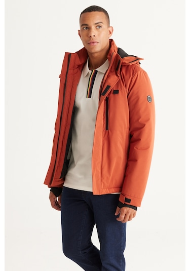 Ac&Co / Altınyıldız Classics Erkek Kıremıt Standart Fit Normal Kesim Kapüşonlu Mont Kıremıt Kiremit