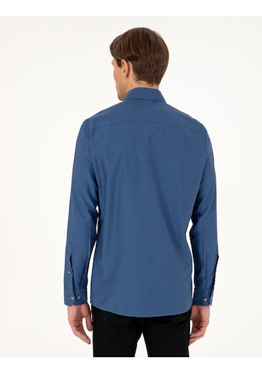 Pierre Cardin Erkek İndigo Gömlek Desenli 50293255-vr028 İndigo