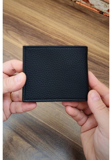 Erkek Cüzdan Klasik Model 10 Kart Cepli Modern Tasarım Siyah Renk Siyah