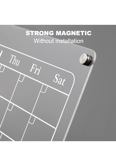 Mufunye Buzdolabı İçin 40x30cm Akrilik Manyetik Takvim - Kuru Silme, Kaliteli Materyal, Kolay Kurulum, Planlama Ve Hatırlatmalar İçin Dy1077 Siyah