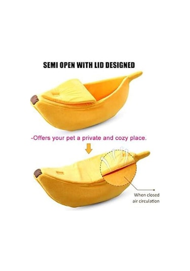 Leezsing Sevimli Muz Şeklinde Kedi Yuvası Evcil Hayvan Yatağı Yavru Kedi Sıcak Ev Yatağı Kış İçin Yumuşak Sıcak Kedi Yatağı Sevimli Evcil Hayvan Malzemeleri