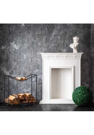 Odun Rafı Metal Tasarım Şömine Yanı İki Katlı Odunluk