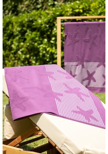 Menderes Home Cotton Collection Bukle Plaj Havlusu Yıldız Mor