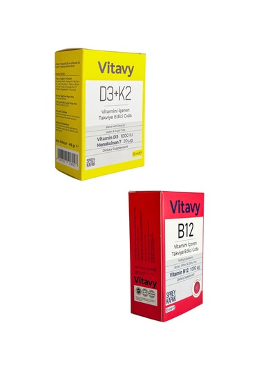 Vitavy D3k2 Vitamini Sprey 20 ML140 Puff + B12 Vitamini Sprey 10 ML