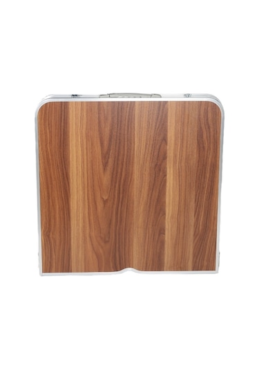 Uniqamping Çanta Tipi 4 Tabureli Katlanır Kamp Masa Seti - Ahşap Kahverengi