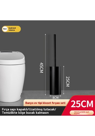 304 Paslanmaz Çelik Banyo Tuvalet Fırçası Siyah 25 Cm Siyah