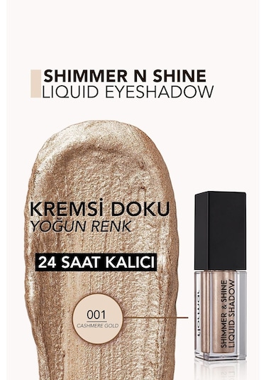 Flormar Shimmer & Shine Metalik Efektli Likit Göz Farı 001 Cashmere Gold