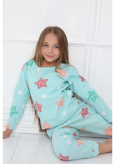 Sleeproom Kişlik Çocuk Polar Pijama Takim Turkuaz