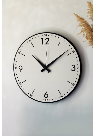 Dekoratif Yeni Modern Rasalhague Ahşap Duvar Saati 48cm Siyah - Beyaz