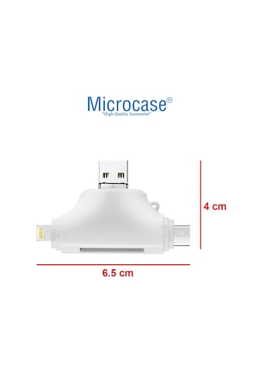 Microcase AL2743 4 in 1 SD Kart Okuyucu Type-C Lightning Micro USB to USB Çevirici Beyaz