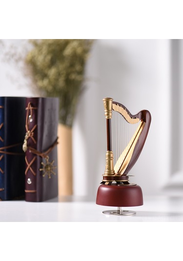 Monyee "el Yapımı Kurmalı Arp Müzik Kutusu - Masanız İçin Şık Ve Romantik Hediye"