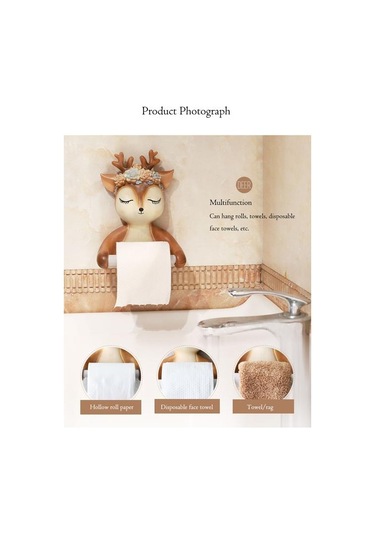 Sevimli Karikatür Geyik Tuvalet Kağıdı Sahipleri Yaratıcı Hayvan Duvara Monte Asılı Rulo Kağıt Raf Banyo Doku Kutusu Depolama Raf Kağıt Tutucular Sarı 22 x 13.6 x 11.2 CM
