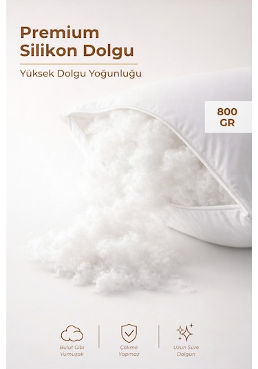 Puffy Yastık 2 Li Set Yumuşak, Dolgun, Silikon Elyaf Dolgulu 50 X 70 Cm. Beyaz