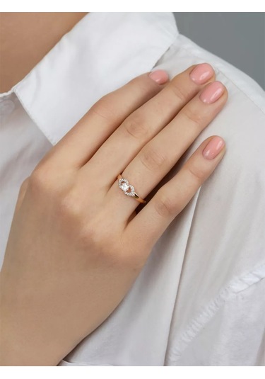 Veronika Nişan Yüzüğü 925 Ayar Gümüş Altın Kaplama Fiyonit Taşlı 224320323 Altın