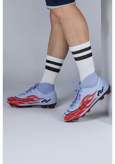 Jump 29676 Çoraplı Mor - Kırmızı Çim Halı Saha Krampon Futbol Ayakkabısı