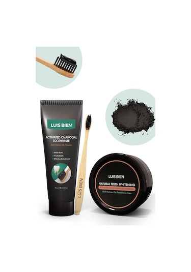 Luis Bien Aktif Karbon Diş Temizleme Tozu 50 G + Diş Macunu 75 ML + Bambu Diş Fırçası