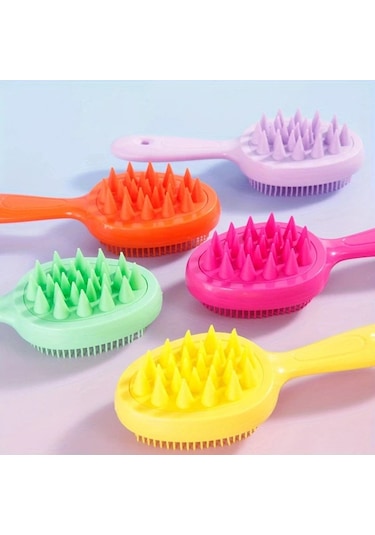 Elmpaly Kutu Paket Sarı Uzun Saplı Çift Taraflı Yıkama Fırçası Yumuşak Kıllı Saç Masajı