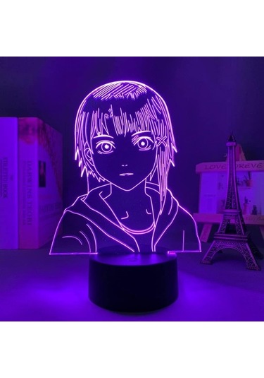 Goldenqian Seri Deneyler Anime 3d Erkek Için Gece Lambası 16 Renk Kız Odası Dekor Illusion Led Lamba Usb Manga Lain Şekil Uygun Çocuklar Hayranlar Noel Hediyeleri N99aqx Siyah