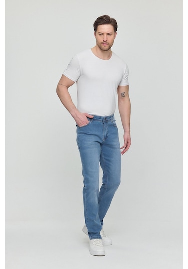 Polo State Regular Fit Likralı Erkek Denim Kot Pantolon Mavi Mavi