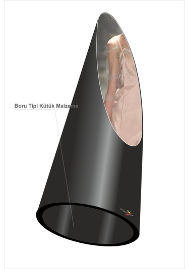 İlginç Değişik Silindirik Boru Kütük Elips 140 Cm Cam Boy Aynası Siyah