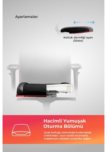 Metta Samurai Red Ergonomik Fileli Ve Deri Oyuncu / Ofis Koltuğu - 2e2.3.7.f Çok Renkli