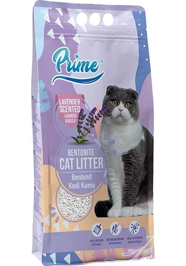 Prime Lavanta Kokulu Topaklaşan Kalın Bentonit Kedi Kumu 5 L