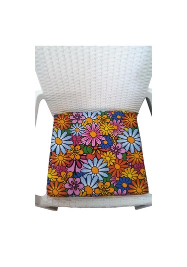 Mirzade 4'lü Paket Sandalye Minderi Tekli 40x40-kırmızı Çiçek 001