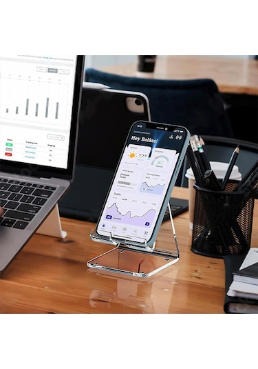 Şeffaf Akrilik Cep Telefonu Standı Masa Yerleştirme Tutucu Akıllı Telefon İçin Evrensel Masaüstü Şarj Cihazı Desteği Telefon Montajı A1
