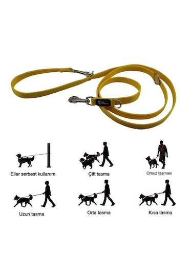 Çok Amaçlı Ayarlanabilir Köpek Gezdirme İpi Tasması Sarı Turuncu