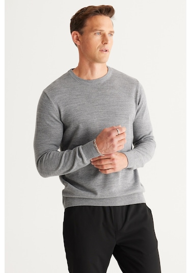 Altinyildiz Classics Erkek Gri Melanj Standart Fit Normal Kesim Bisiklet Yaka Triko 4A4923100001GMJXXL Gri Melanj