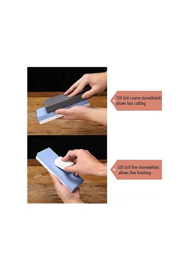 Vkemall Taş Giderici Ve Yuvalı Sabitleyici İle Silikon Karbür Ve Beyaz Korundum Güdümlü Bıçak Taslağı Seti