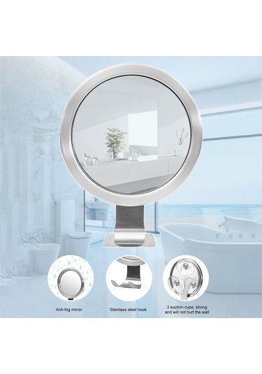 Vkemall Vantuzlu Buğu Önleyici Kancalı Tuvalet Aynası Delmesiz Banyo Duş Tıraş Makyaj Ay