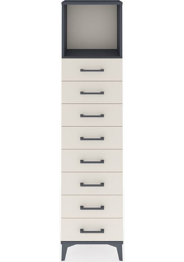 Arges Dolap Tek Raflı 8 Çekmeceli 44x30x182 Antrasit-aytaşı Antrasit