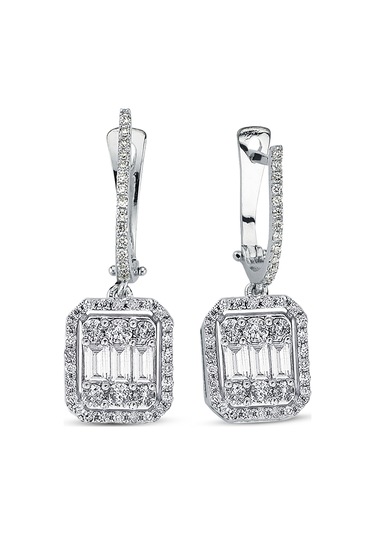 Modern Tasarım 1 Ct Baget Kare Tektaş  Küpe