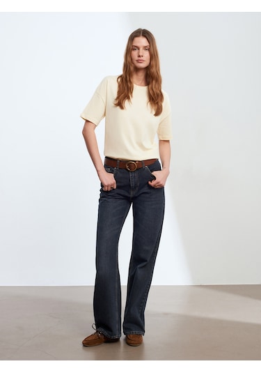 Dilvin 3683 Basic T-shirt-açık Sarı Sarı