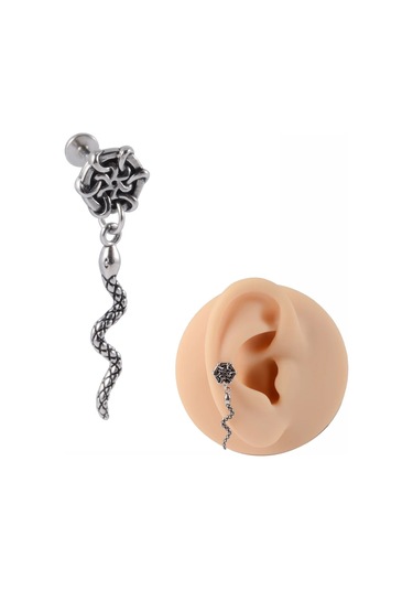 Dreamlee Cerrahi Çelik Yılan Kulak Piercingi - Tragus Ve Kıkırdak Piercing Takısı - Buda Heykeli Labretaçık Sarı Renkwhıte Açık Sarı